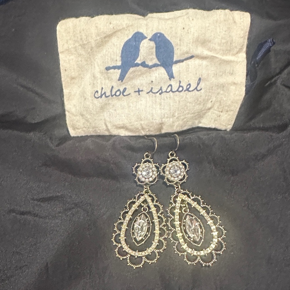 Chloe + Isabel Gold Filigree Teardrop Earrings with Clear Crystals